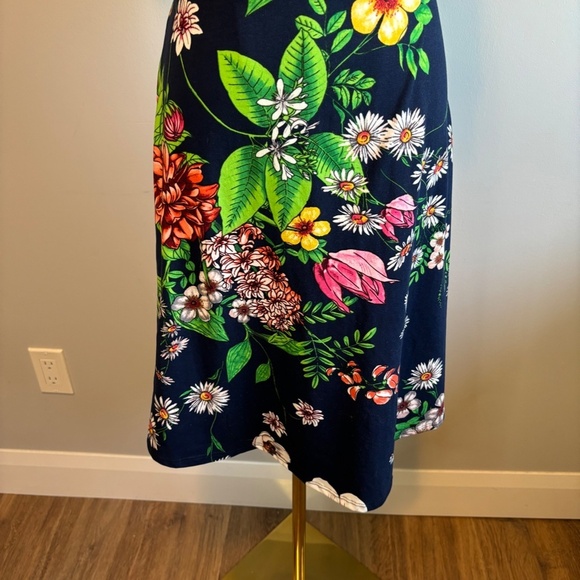 Rebel Sugar by Simons, Tropical Floral, Navy Ruffle Dress, Fit & Flare, SZ L - Picture 3 of 9